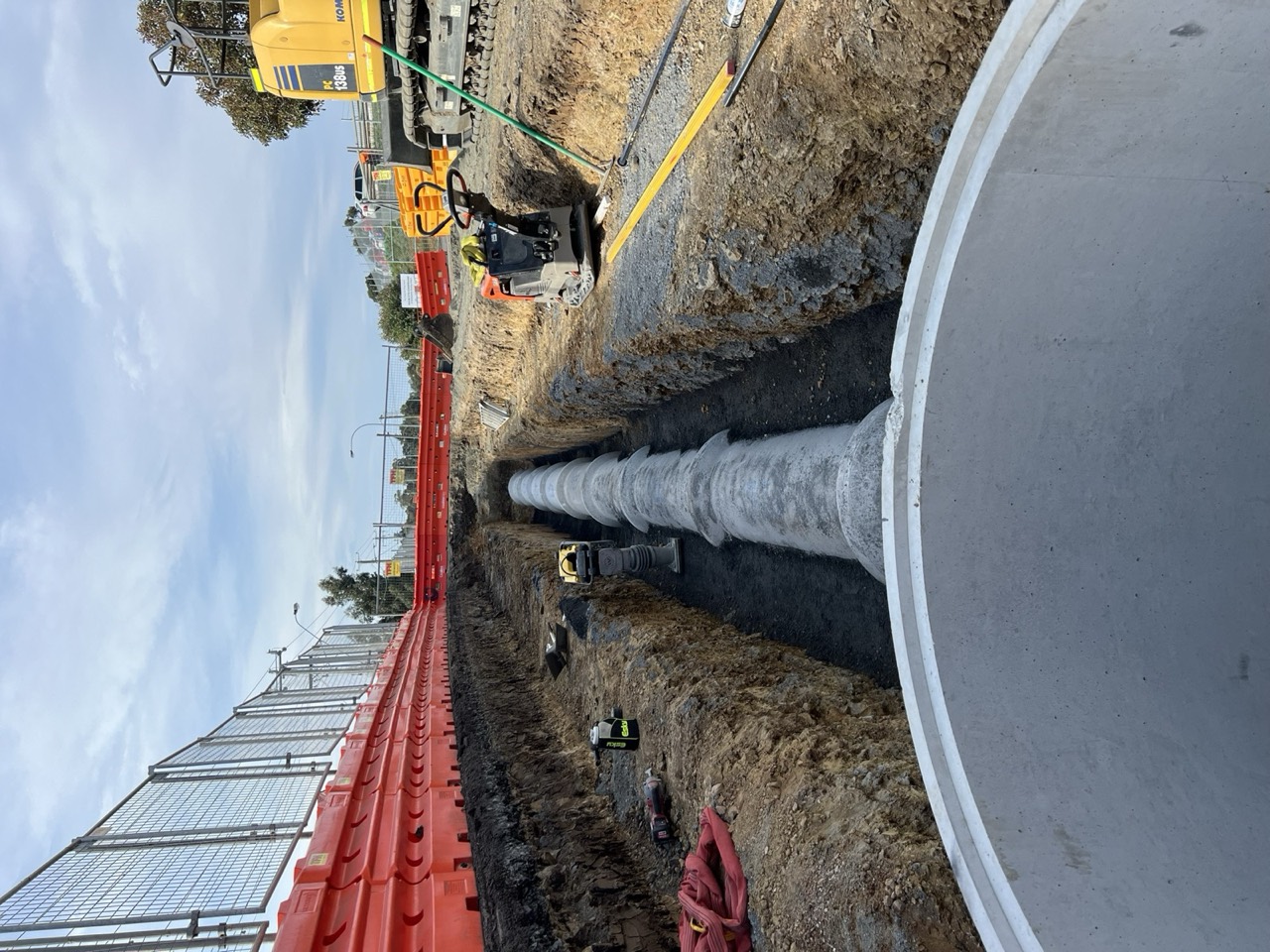 Concrete pipe drainage works