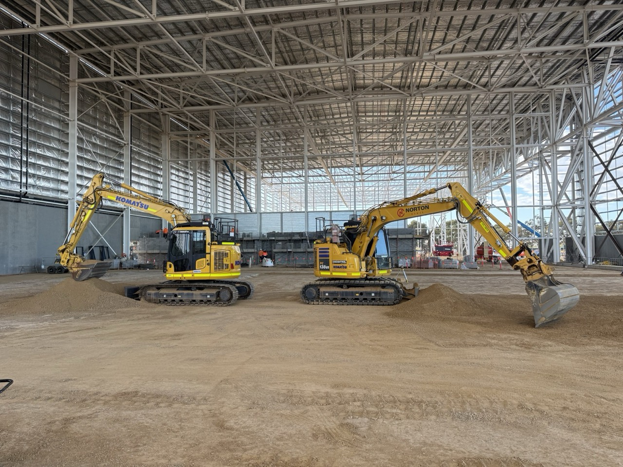 Excavator and tipper earthworks